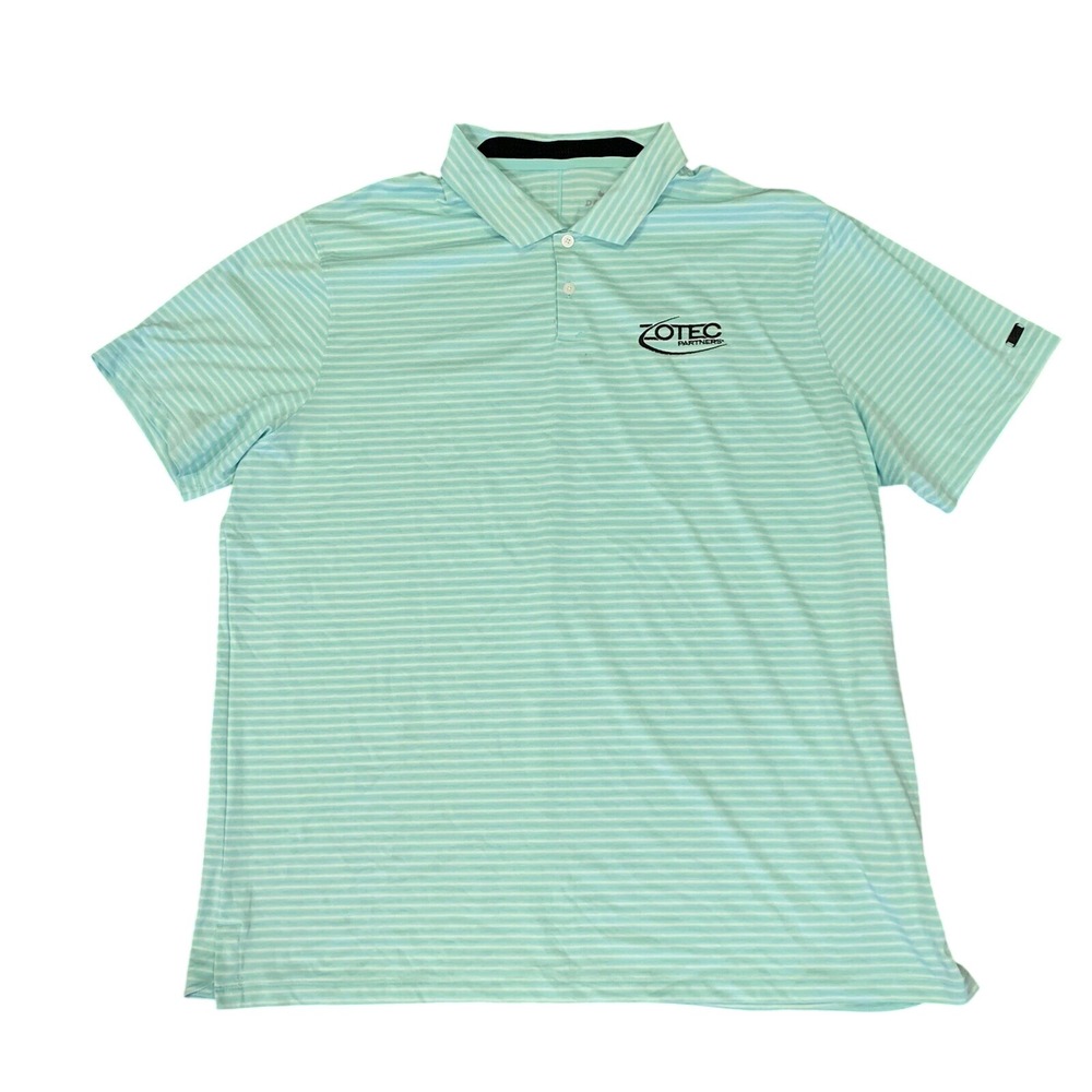 Nike Polo Shirt Mens XL Mint Green Striped Tiger Woods Collection Dri-FIT Golf